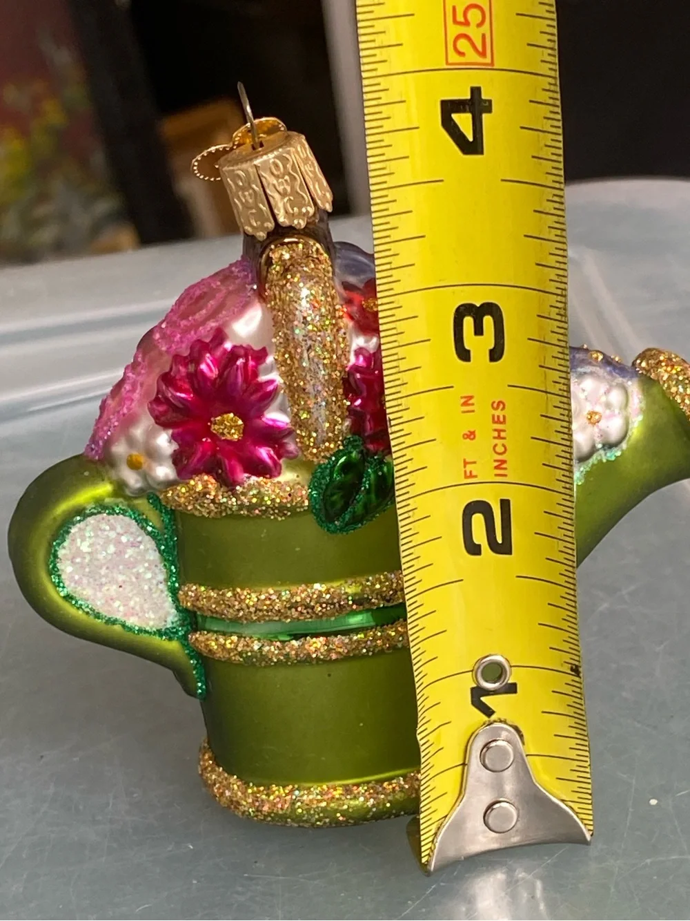 OLD WORLD CHRISTMAS WATERING CAN GARDENING BLOWN GLASS CHRISTMAS ORNAMENT 32044